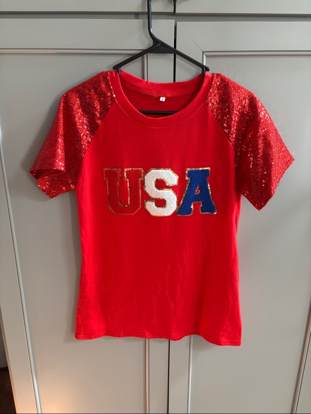 Patriotic Red USA Graphic Tee. 4th of July. Patriotic! Bling S - Picture 2 of 4